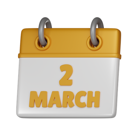 2 March  3D Icon