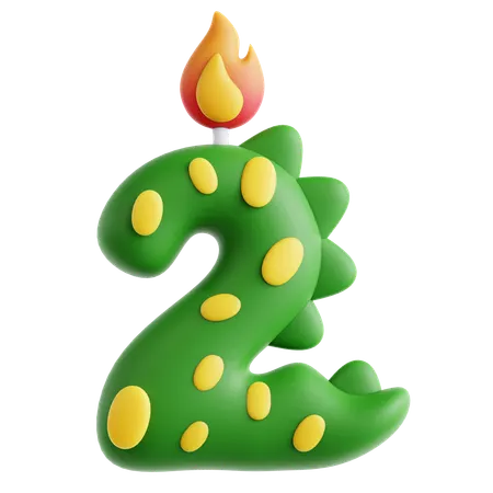 2 jolies bougies dinosaures  3D Icon