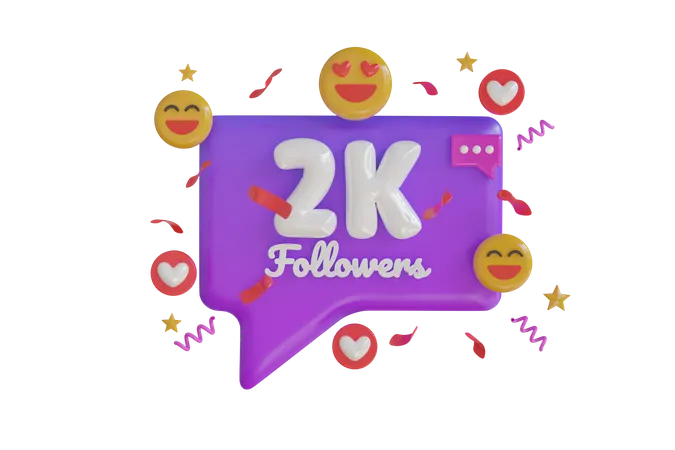 2 mil seguidores  3D Icon