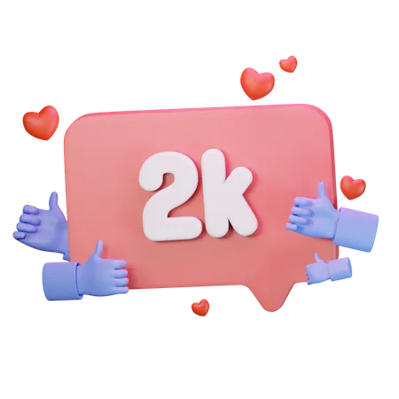 2k amor como seguidores  3D Icon