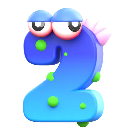 2 Monster Number  3D Icon