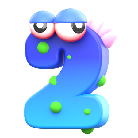 2 número monstruo  3D Icon