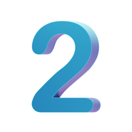 2 Number  3D Icon