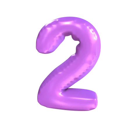 2 Number  3D Icon