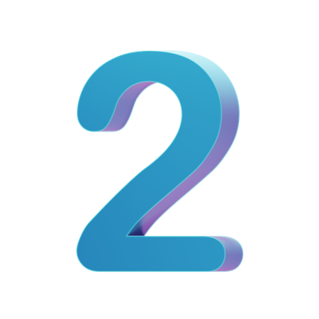 2 Number  3D Icon