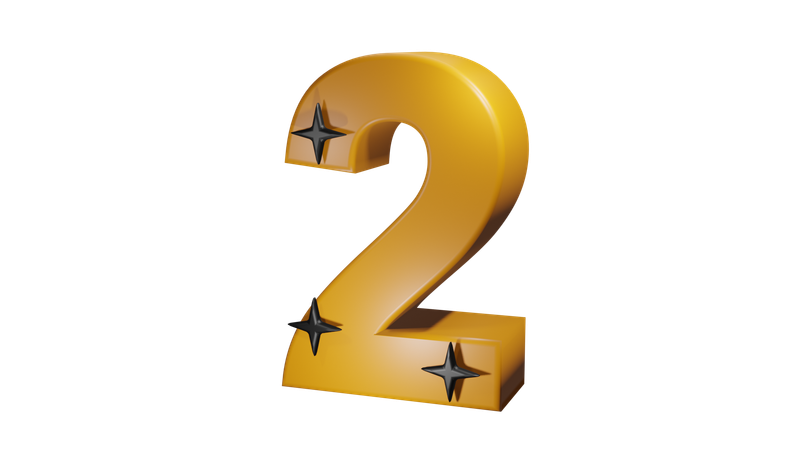 2 Number  3D Icon