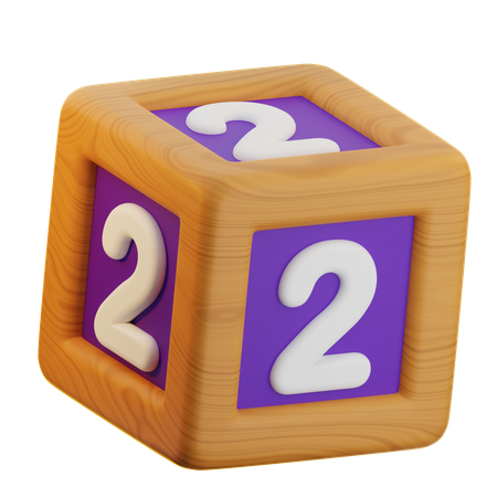 2 Number Block  3D Icon