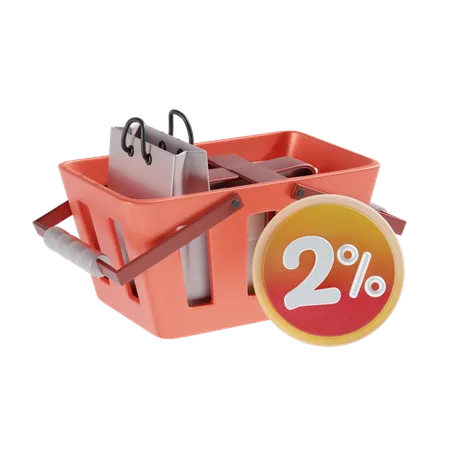 2 Percent Off 3 D Icon Illustratrion 3D Icon