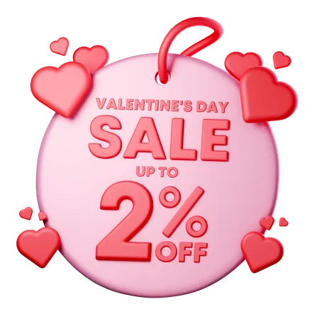 2 Percentage Discount  3D Icon