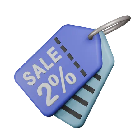 2% Etiqueta de venta  3D Icon