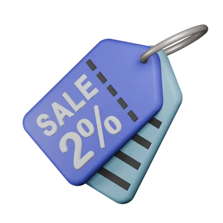 Étiquette de vente de 2 %  3D Icon