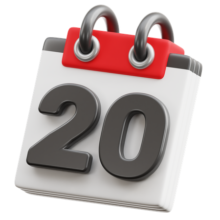 달력 날짜 20  3D Icon