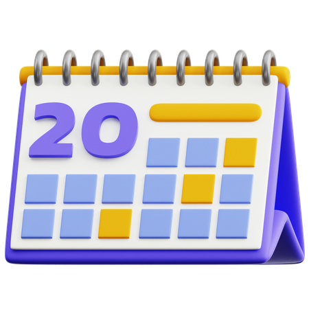 달력 날짜 20  3D Icon