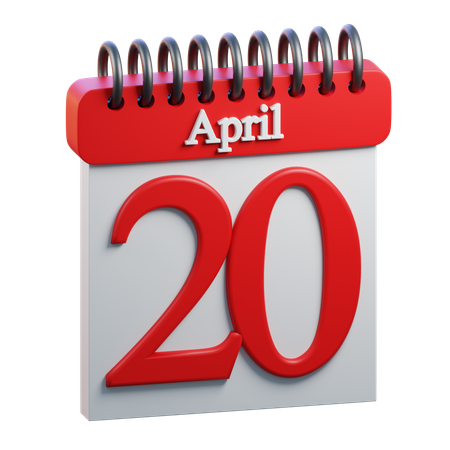20 April Calendar  3D Icon