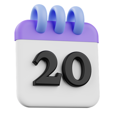 20 Calendar  3D Icon