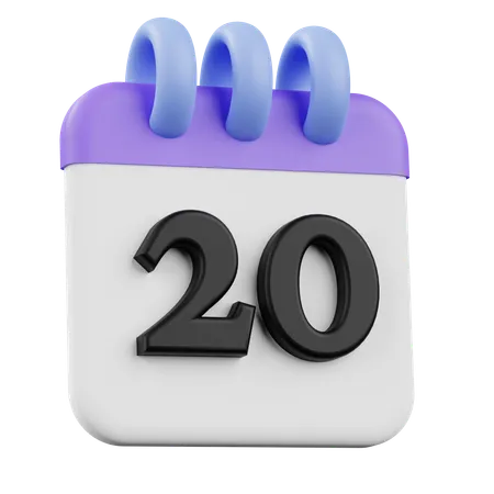 20 Calendar  3D Icon