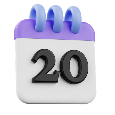20 calendrier  3D Icon