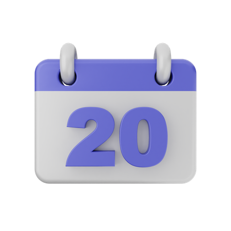 Calendário de 20 datas  3D Icon