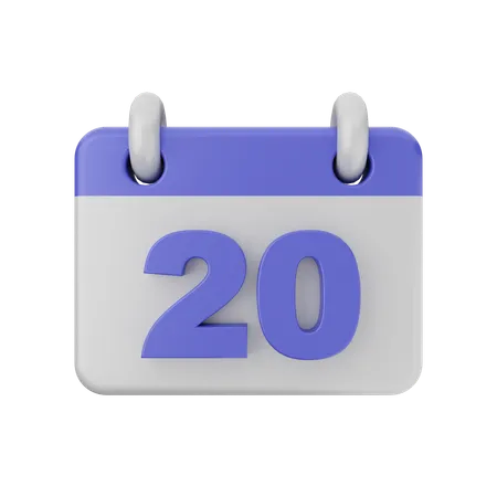 Calendário de 20 datas  3D Icon