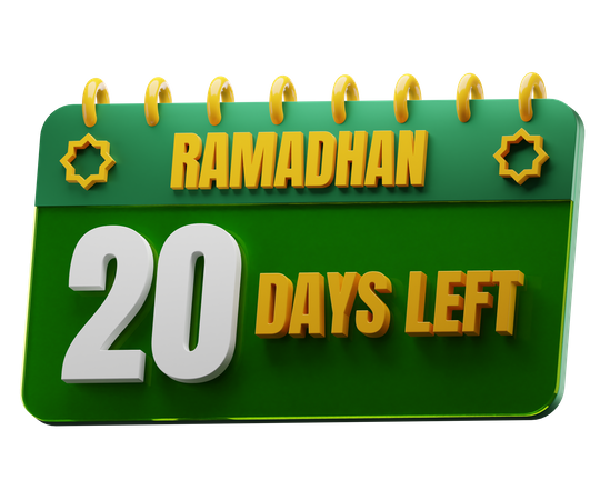 20 Days Left to Ramadan  3D Icon