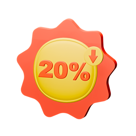 20%割引バッジ  3D Icon