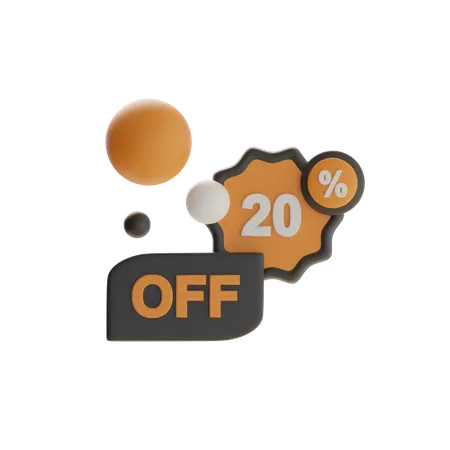 20 Discount Badge  3D Icon