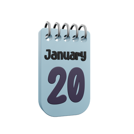 Calendario 20 de enero  3D Icon