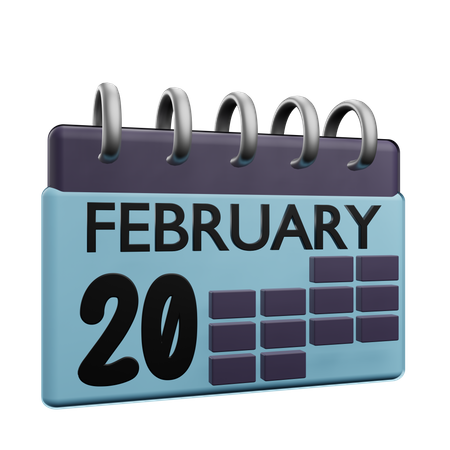 20. Februar Kalender  3D Icon