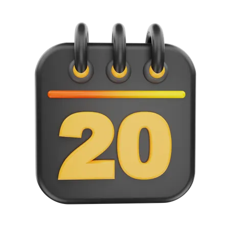 20 fecha  3D Icon