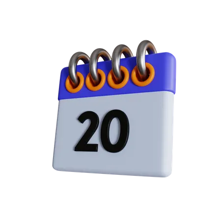 20 fecha  3D Icon