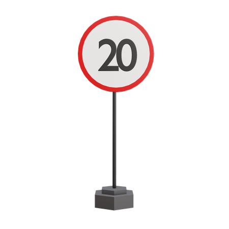 20 Geschwindigkeitsbegrenzung  3D Icon