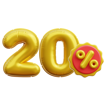 20 Percent  3D Icon