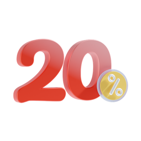 20 Percent  3D Icon