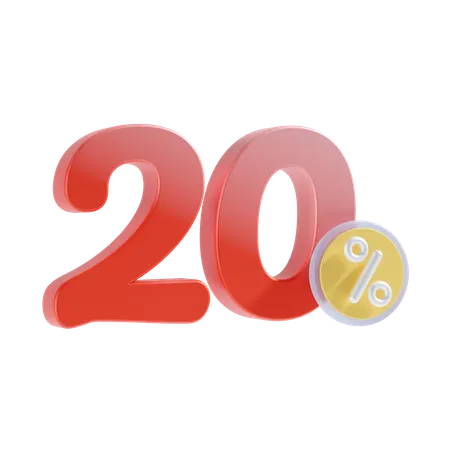 20 Percent  3D Icon