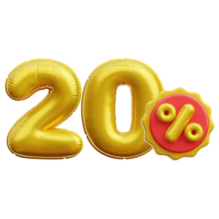 20 Percent  3D Icon