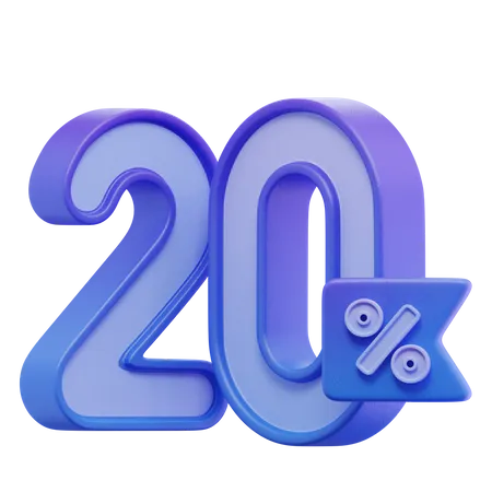 20 Percent  3D Icon