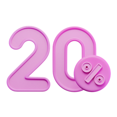 20 Percent  3D Icon