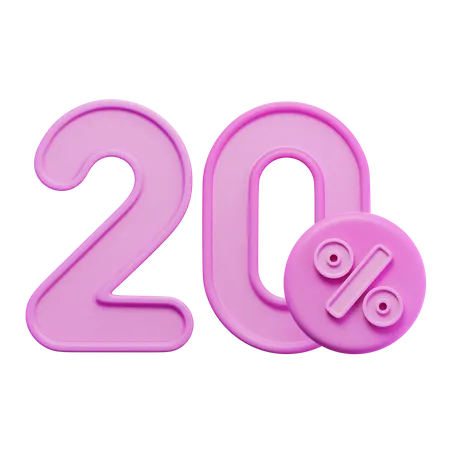 20 Percent  3D Icon