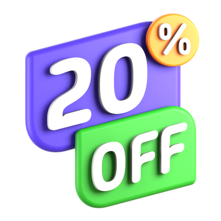 20 Percent Discount  3D Icon