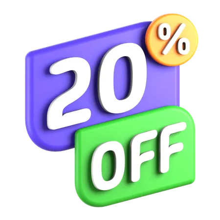 20 Percent Discount  3D Icon