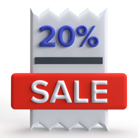 20 Percent Discount  3D Icon