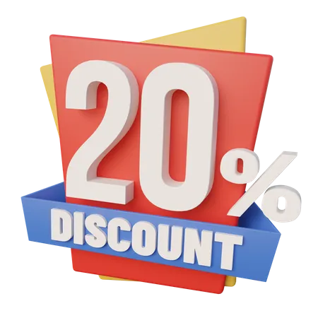 20 Percent Discount  3D Icon