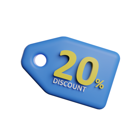 20 Percent Discount  3D Illustration