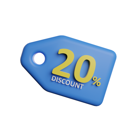 20 Percent Discount 3D Illustration