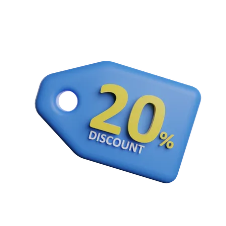 Tag Sale Discount 20 Peercent 3D Illustration