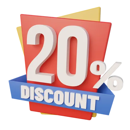 20 Percent Discount 3D Icon