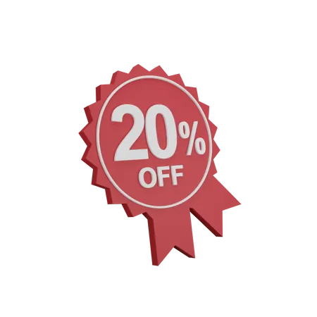 20 Percent Discount Badge  3D Icon