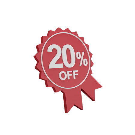 20 Percent Discount Badge 3D Icon