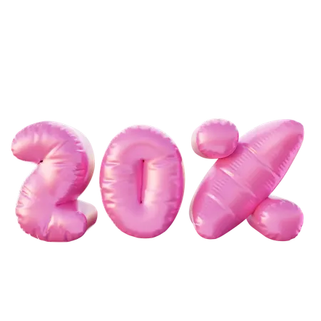 20 Percent Discount Balloon  3D Illustration