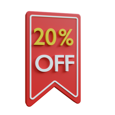 20 Percent Discount Tag  3D Icon